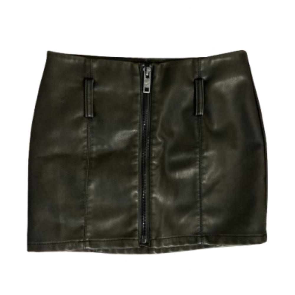 Lefties Dark Brown Leather Mini Skirt